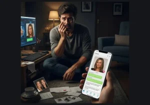 Estafa amorosa con inteligencia artificial suplantando a Jennifer Aniston para engañar a víctimas online.