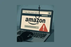 Web falsa que imita a Amazon durante el Prime Day, con señales de alerta y elementos de phishing