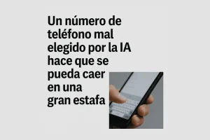Alerta de estafa online por número de teléfono falso mostrado en IA