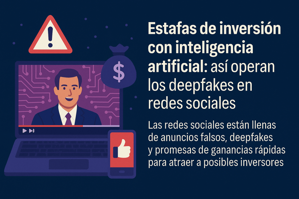 Estafas de inversión con inteligencia artificial en redes sociales usando deepfakes y anuncios falsos
