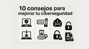 Infografía con los 10 consejos del decálogo de ciberseguridad para protegerte en internet