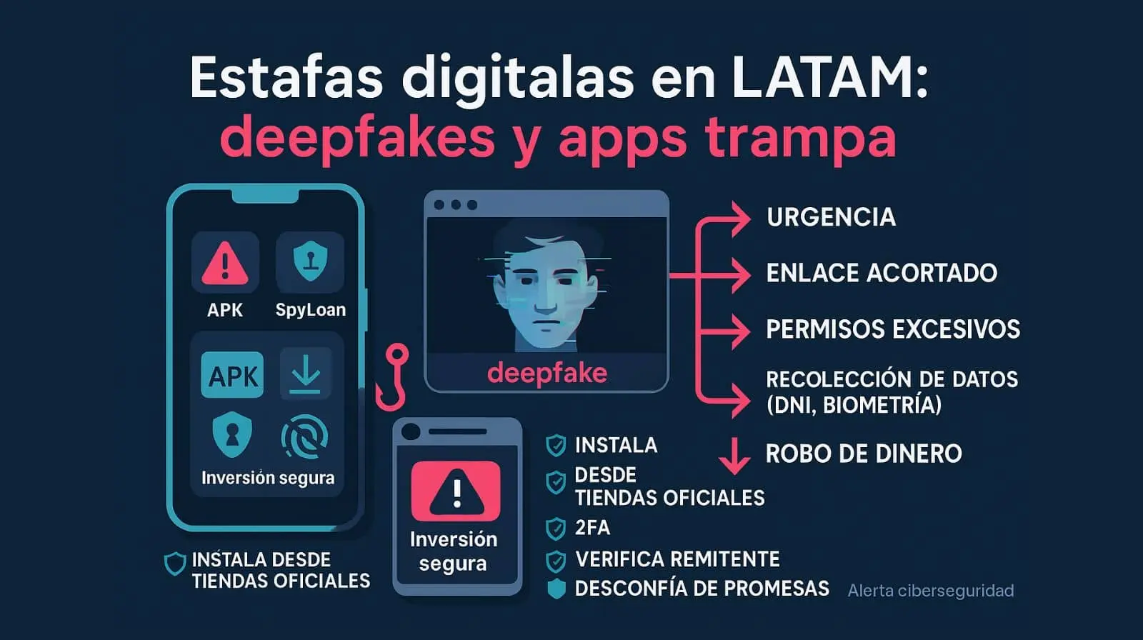Estafas digitales en Latinoamérica: deepfakes y apps fraudulentas; señales de alerta y cómo proteger tus datos