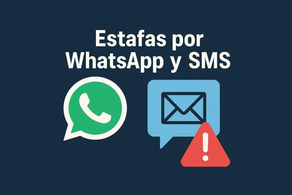ilustración sobre estafas por WhatsApp y SMS y riesgos de mensajes fraudulentos