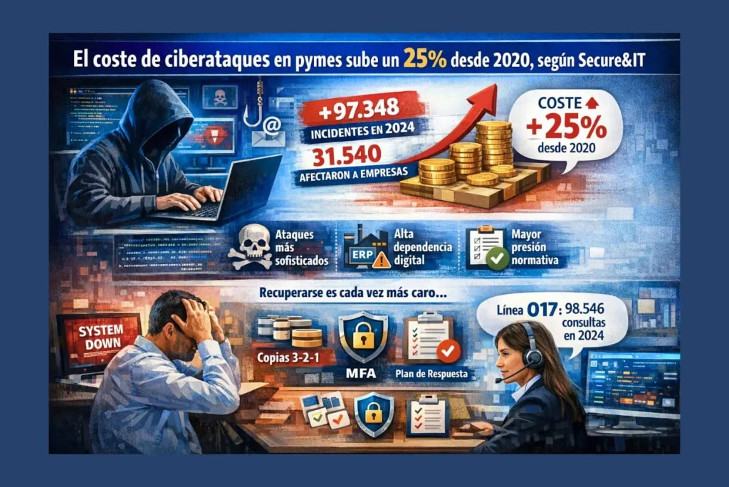 El coste de ciberataques en pymes en España aumenta el 25% desde 2020