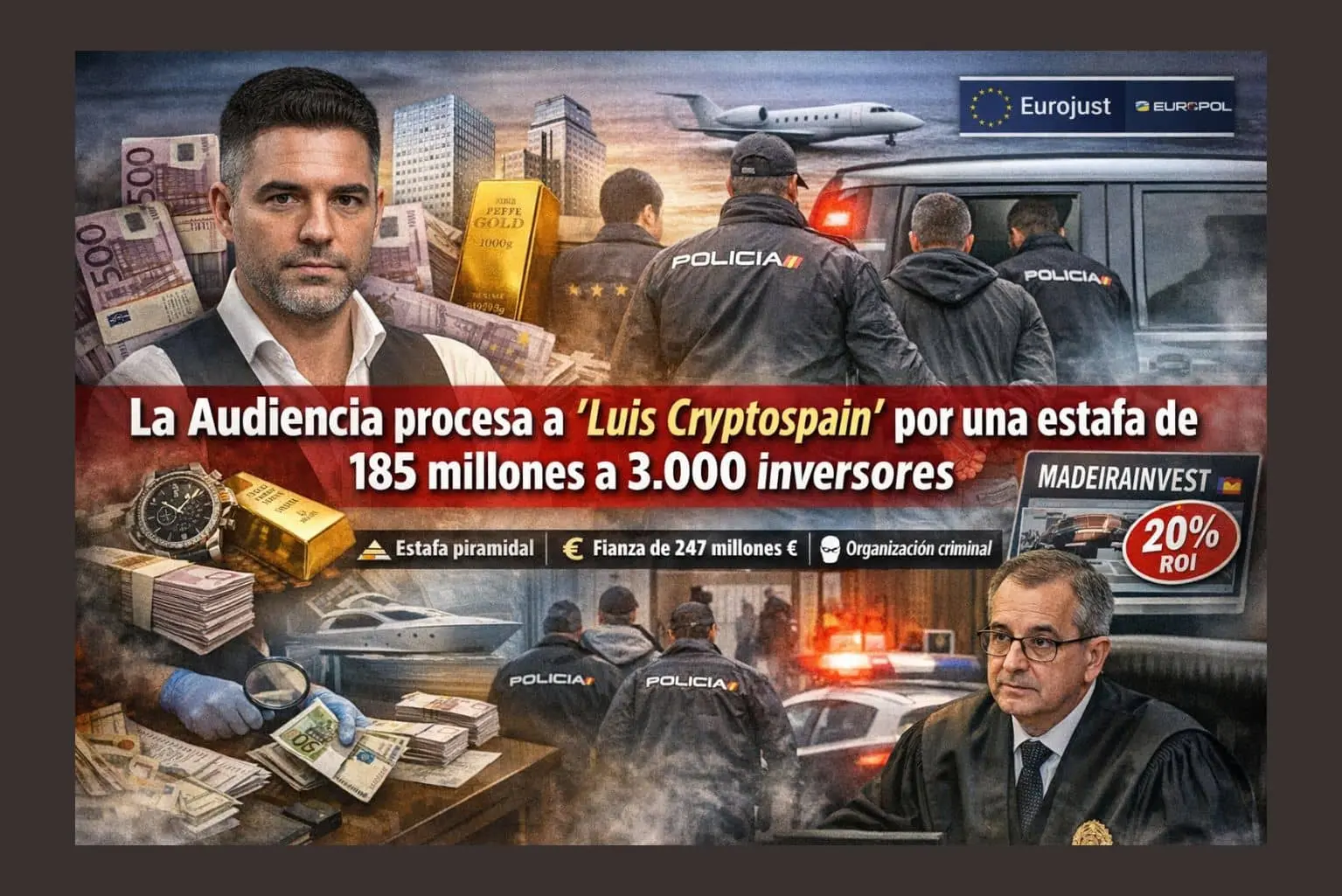 Presunta estafa de “Luis Cryptospain”: Audiencia Nacional, 185 millones y más de 3.000 inversores afectados.