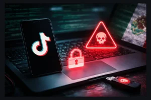 Móvil con TikTok y alerta de ciberseguridad por malware que roba contraseñas en México