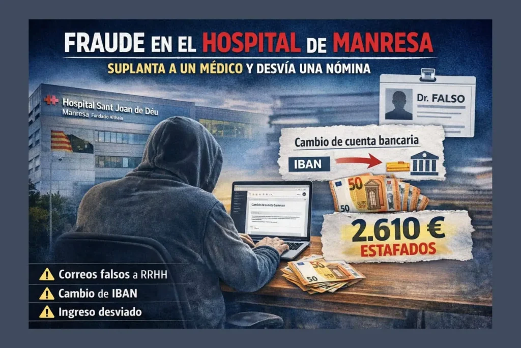Estafa de nómina: correo falso de cambio de IBAN en el hospital de Manresa